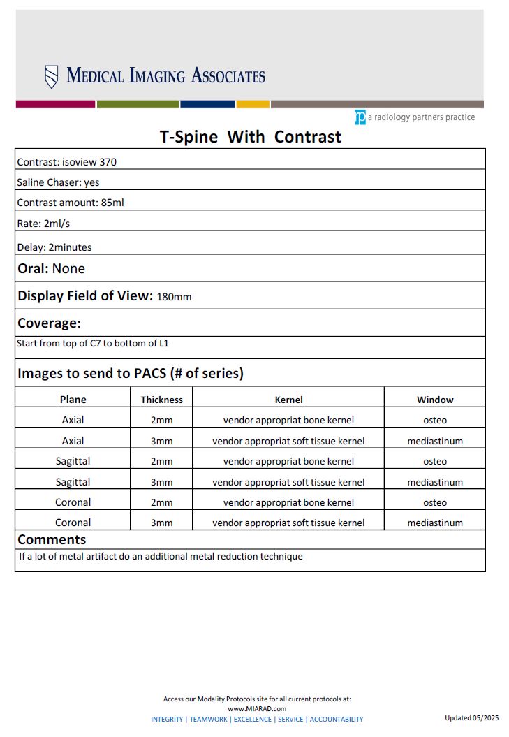 CT T-Spine With Contrast 05-2025